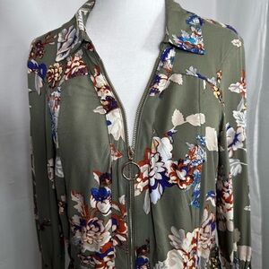 NWT  Guess Floral Midi Dress - Olive and Multicolor